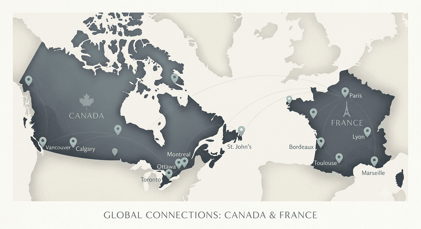 Carte Montréal et Paris